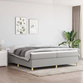 3120985 vidaXL Estrutura de cama com molas 200x200 cm tecido cinza-claro