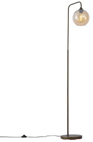 Candeeiro de pé Art Deco bronze escuro com vidro âmbar - Sandra Art Deco