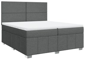 Cama com molas/colchão 200x200 cm tecido cinzento-escuro
