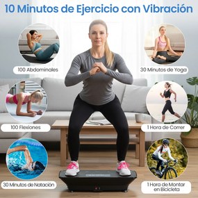 Plataforma vibratória com sensor de gravidade, 10 intensidades ajustáveis, comando à distância Bluetooth, máquina de treino para uso doméstico, Preta