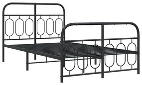 Estrutura de cama com cabeceira e pés 120x190 cm metal preto