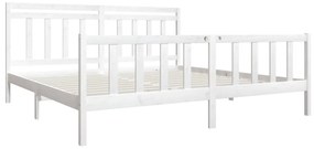 Estrutura de cama 200x200 cm madeira maciça branco