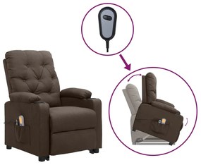 Poltrona elevatória de massagens tecido castanho