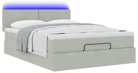 Estrutura de cama otomana com colchão 140x200 cm cinzento claro