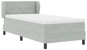 Cama Box com Colchão vidaXL Cinza Claro 90x190 cm em Veludo