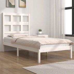 Cama sem colchão 90x200 cm madeira de pinho maciça branco