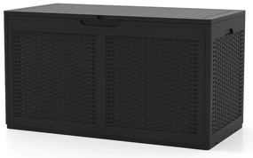Caixa de resina para deck de 380L com tampa com trava e rodas - cinza