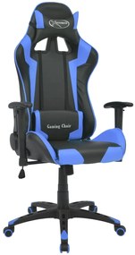vidaXL Cadeira escritório reclinável estilo corrida pele artific. azul