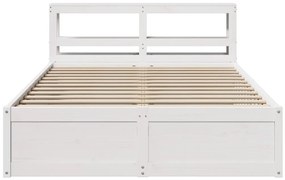 Estrutura de cama c/ cabeceira 150x200 cm pinho maciço branco