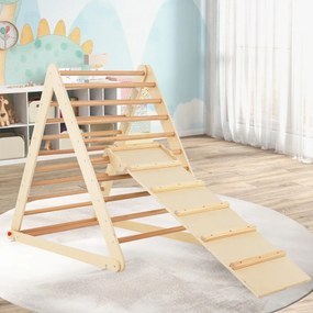 Escada triangular dobrável de madeira para crianças dos 6 meses aos 6 anos para a casa e o quarto das crianças 122 x 71 x 110 cm Natural