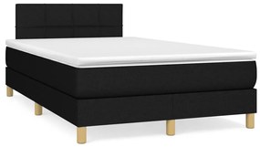 Cama box spring c/ colchão e LED 120x190 cm tecido preto