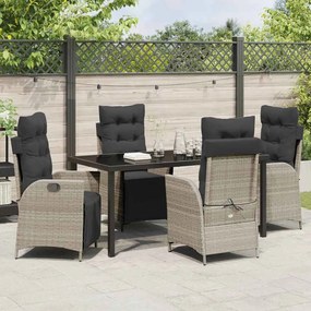 Conjunto de Jantar de Jardim com 5 peças em rattan sintético cinza cla