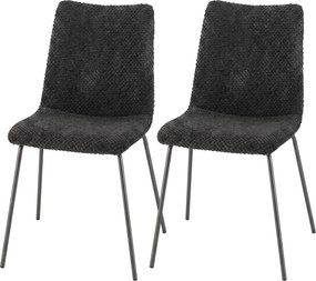 HOMCOM Conjunto de 2 Cadeiras de Jantar, Cadeiras de Cozinha Estofadas em Veludo, Encosto Curvado, Pés em Metal, Cinza Escuro | Aosom Portugal