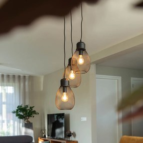 Candeeiro de suspensão design preto 3 luzes - Raga