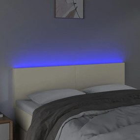 Cabeceira de cama c/ LED 144x5x78/88 cm couro artificial creme