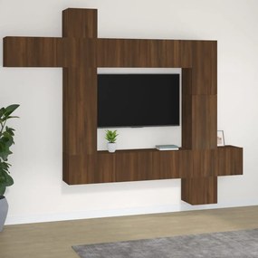 Conjunto móveis de TV 9pcs madeira processada carvalho castanho