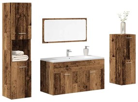 vidaXL 4 pcs conj. móveis casa banho derivados madeira madeira velha