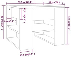 Mesa centro 55,5x55x45 cm derivados de madeira sonoma cinzento