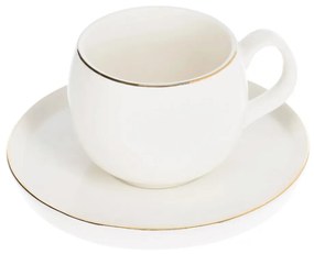 Kave Home - Chávena de café Taisia com pires de porcelana branco