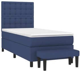 Cama com molas/colchão 100x200 cm tecido azul
