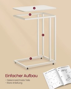 Mesa de apoio com Rodas em forma de C 35 x 50 x 60 cm branco creme