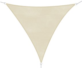 Vela de Sombra Triangular 5x5x5 m Toldo Vela de HDPE com Proteção UV Aneis em Forma de D e Cordas para Jardim Pátio Piscina Creme