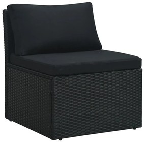 4 pcs conjunto lounge de jardim c/ almofadões vime PE preto