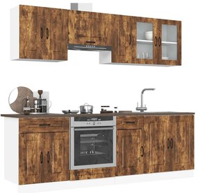 vidaXL 8 peças armário de cozinha conjunto Kalmar carvalho fumado