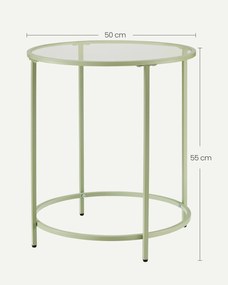 Mesa de apoio redonda de vidro 50 x 55 cm (Ø x H) verde-louro-transparente