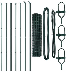 Cerca Euro com 7 Postes 1x10 m Aço Galvanizado Verde