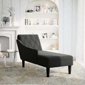 Chaise lounge c/ almofada/apoio de braços direito tecido preto