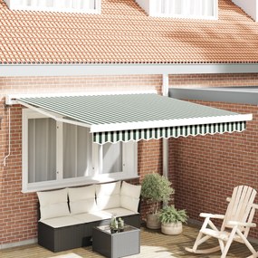 Toldo Retrátil Automático vidaXL Verde e Branco 300x250 cm