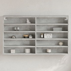Armário vitrine 100x15x58 cm derivados de madeira cinza cimento