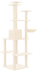Árvore p/ gatos c/ postes arranhadores sisal 167 cm cor creme