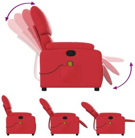 Poltrona de massagens reclinável couro artificial vermelho