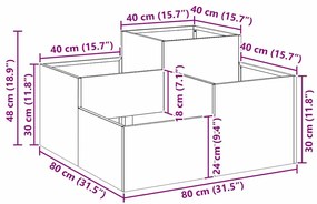 Jardineira vidaXL 80x80x48 cm Aço Preto