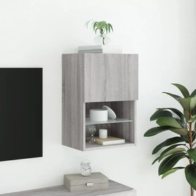 Móvel de TV com luzes LED 40,5x30x60 cm cinzento sonoma