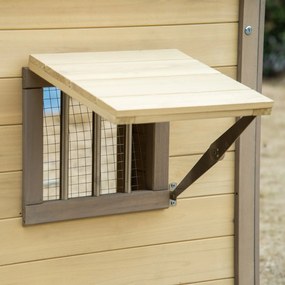 Casa para Cães de Madeira Casa para Cães Pequenos com 2 Janelas 2 Tigelas de Aço Inoxidável e Espaço de Cultivo para Interior e Exterior 105x65x80cm N