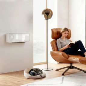 Aquecedor Elétrico Cerâmico de Parede 2000W com 3 Modos Temporizador Detecção de Janelas Abertas 54x18,7x12,3 cm Branco