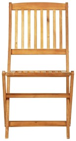 3 pcs conjunto jantar dobrável p/ jardim madeira acácia maciça