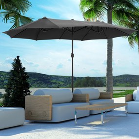 Chapéu de Sol Duplo 4,55x2,65x2,38 m Chapéu de Sol de Jardim com Maniv
