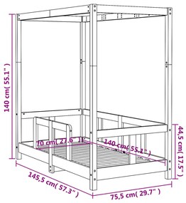 Estrutura de cama infantil 70x140 cm pinho maciço branco