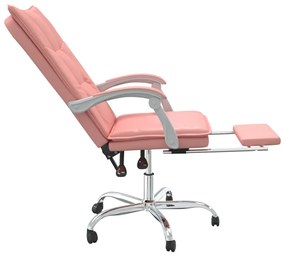 Cadeira de escritório reclinável couro artificial rosa
