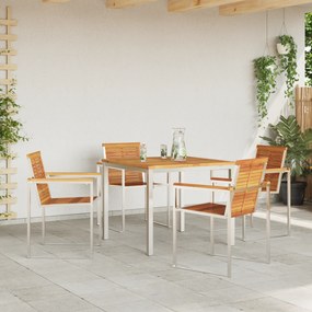 Conjunto de Jantar de Jardim vidaXL de 5 Peças em Madeira Sólida de Ac