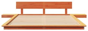 Estrado de Cama com Mesas de Cabeceira Castanho Encerado 140x200cm Mad