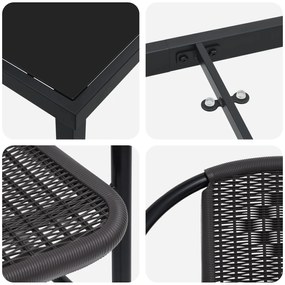 Conjunto de Jantar de Jardim 3 Peças Rattan Plástico Preto