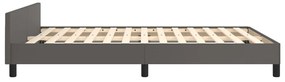 Estrutura cama c/ cabeceira 140x200cm couro artificial cinzento