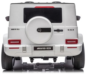 Carro elétrico para crianças Mercedes-Benz G63 AMG 24V, 4x4, 2 Lugares assento couro sintético, Rodas Eva Macias Branco