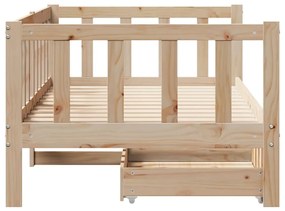 Sofá-cama com gavetas 90x190 cm madeira de pinho maciça