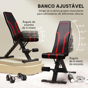 Banco de Abdominais Ajustável Banco de Musculação Dobrável para Treino de Corpo Completo 82x35x42,5-107 cm Preto